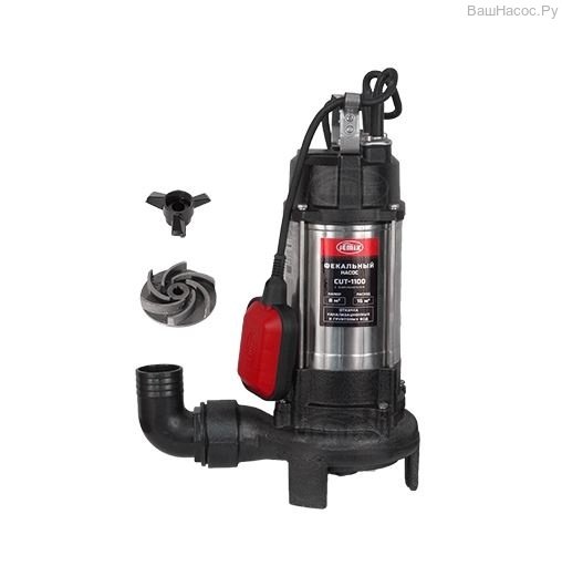Насос фекальный  JEMIX CUT-1100 265л/мин 8м 1100Вт нержавеющая сталь  с ножом, поплавковый выключате
